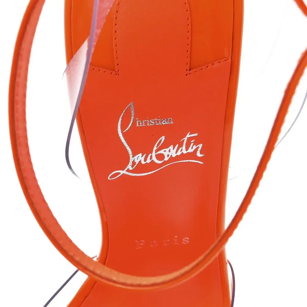 Christian Louboutin Spikoo 100 PVC Spike Neon Orange Pumps 39 NIB